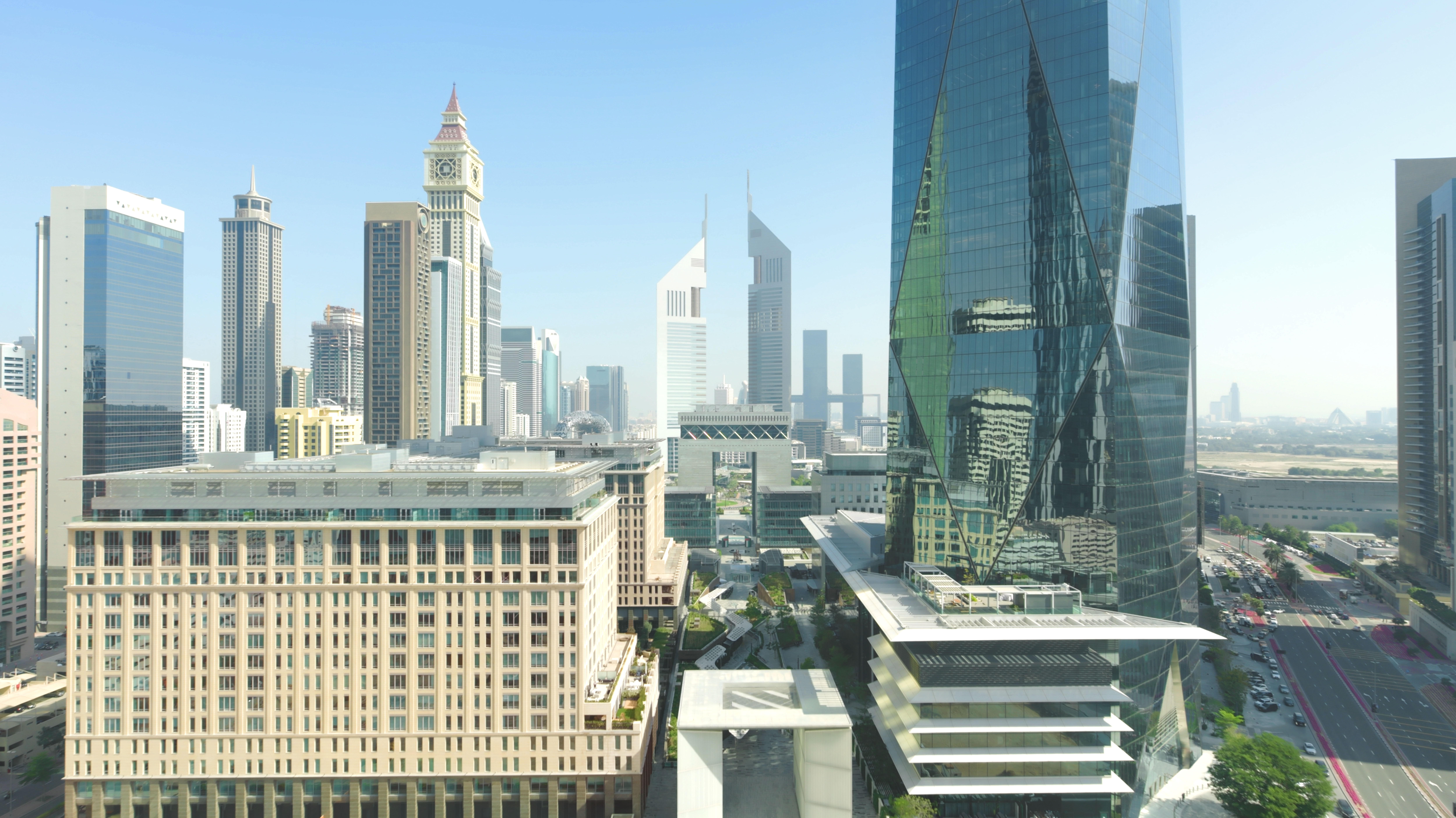 Dubai DIFC skyline with surrounding buildings